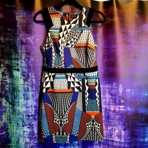 TOPSHOP geometric sleeveless back zipper dress size 8
